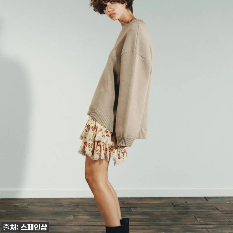 자라 오버사이즈 라운드넥 베이지 니트 관련 이미지 3