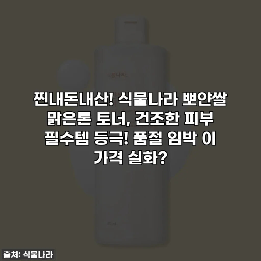 찐내돈내산! 식물나라 뽀얀쌀 맑은톤 토너, 건조한 피부 필수템 등극! 품절 임박 이 가격 실화?