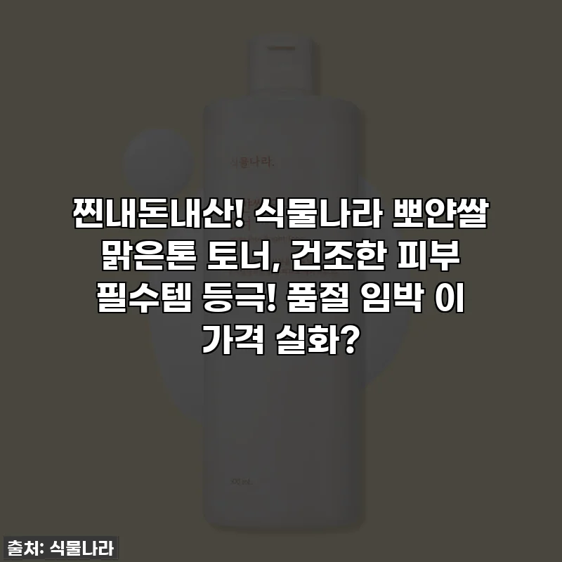 찐내돈내산! 식물나라 뽀얀쌀 맑은톤 토너, 건조한 피부 필수템 등극! 품절 임박 이 가격 실화?