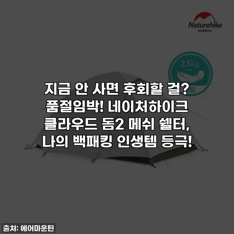 지금 안 사면 후회할 걸? 품절임박! 네이처하이크 클라우드 돔2 메쉬 쉘터, 나의 백패킹 인생템 등극!