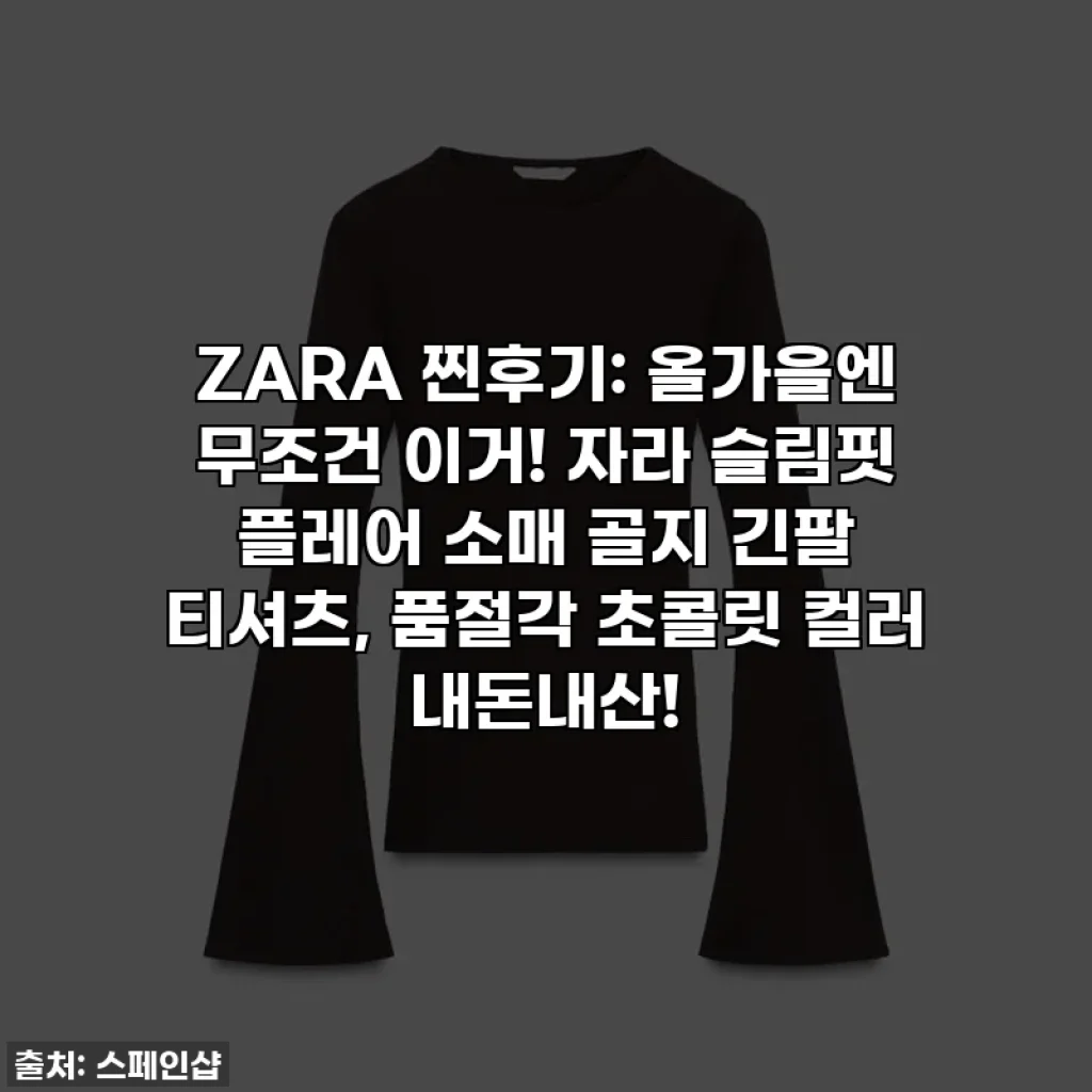 ZARA 찐후기: 올가을엔 무조건 이거! 자라 슬림핏 플레어 소매 골지 긴팔 티셔츠, 품절각 초콜릿 컬러 내돈내산!