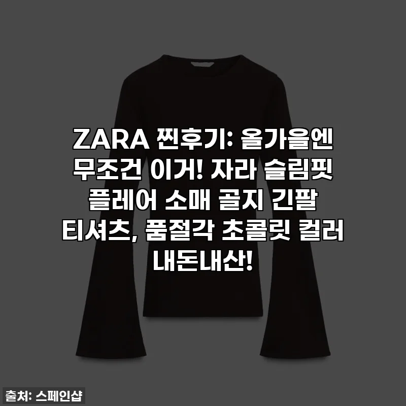 ZARA 찐후기: 올가을엔 무조건 이거! 자라 슬림핏 플레어 소매 골지 긴팔 티셔츠, 품절각 초콜릿 컬러 내돈내산!