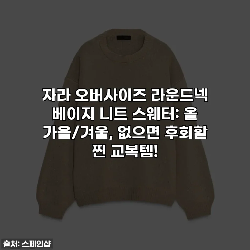 자라 오버사이즈 라운드넥 베이지 니트 스웨터: 올 가을/겨울, 없으면 후회할 찐 교복템!