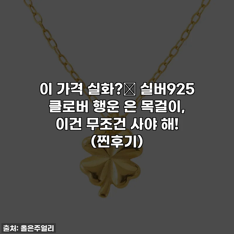 이 가격 실화?✨ 실버925 클로버 행운 은 목걸이, 이건 무조건 사야 해! (찐후기)
