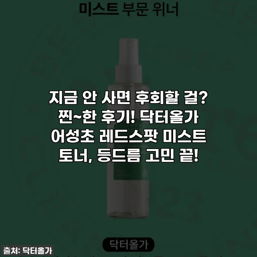지금 안 사면 후회할 걸? 찐~한 후기! 닥터올가 어성초 레드스팟 미스트 토너, 등드름 고민 끝!