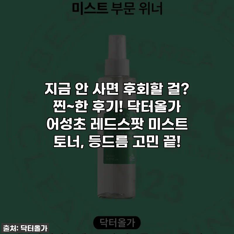 지금 안 사면 후회할 걸? 찐~한 후기! 닥터올가 어성초 레드스팟 미스트 토너, 등드름 고민 끝!