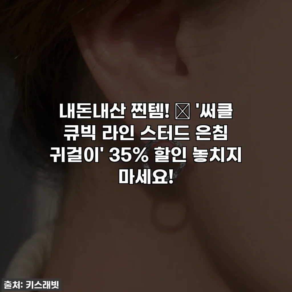 내돈내산 찐템! ✨ '써클 큐빅 라인 스터드 은침 귀걸이' 35% 할인 놓치지 마세요!