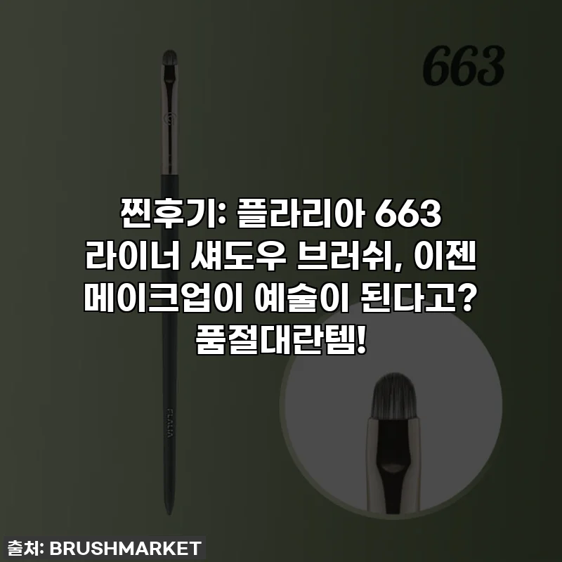 찐후기: 플라리아 663 라이너 섀도우 브러쉬, 이젠 메이크업이 예술이 된다고? 품절대란템!