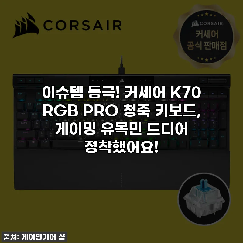 이슈템 등극! 커세어 K70 RGB PRO 청축 키보드, 게이밍 유목민 드디어 정착했어요!