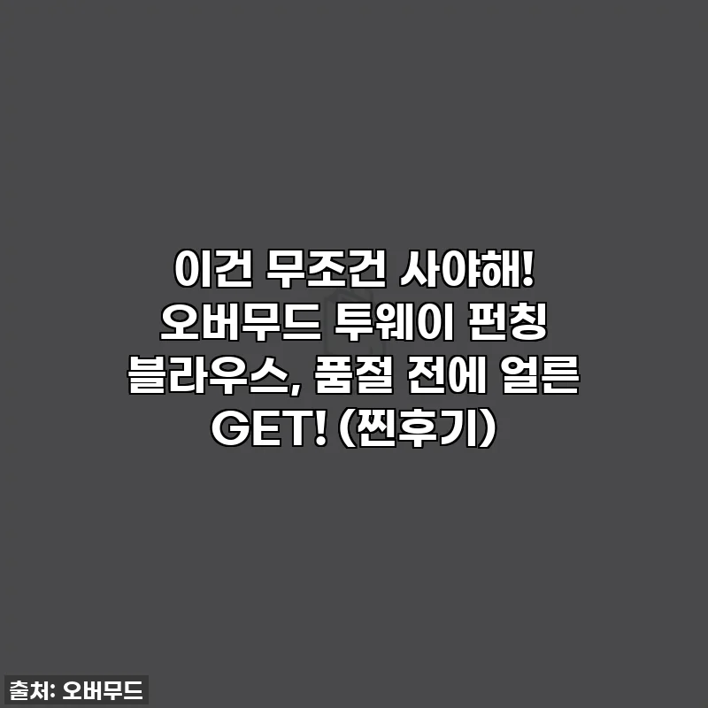이건 무조건 사야해! 오버무드 투웨이 펀칭 블라우스, 품절 전에 얼른 GET! (찐후기)