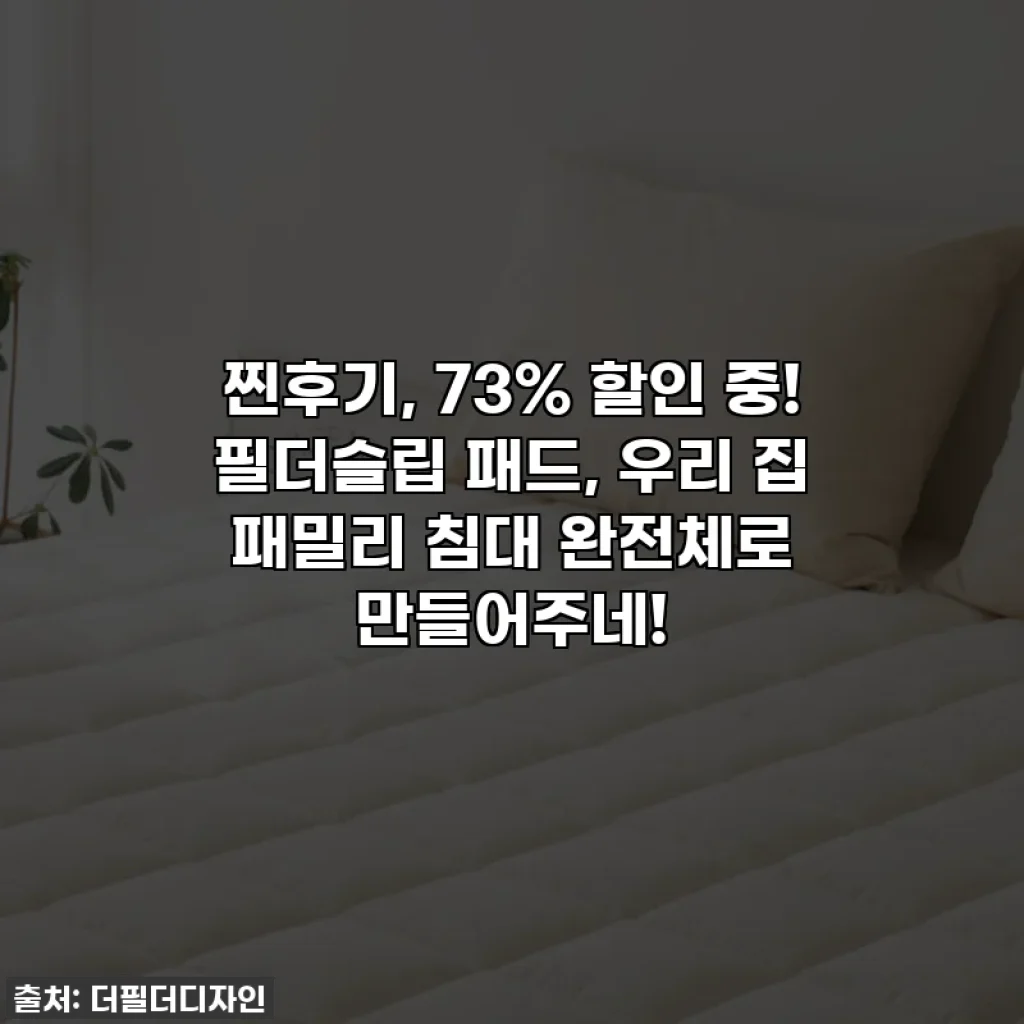 찐후기, 73% 할인 중! 필더슬립 패드, 우리 집 패밀리 침대 완전체로 만들어주네!