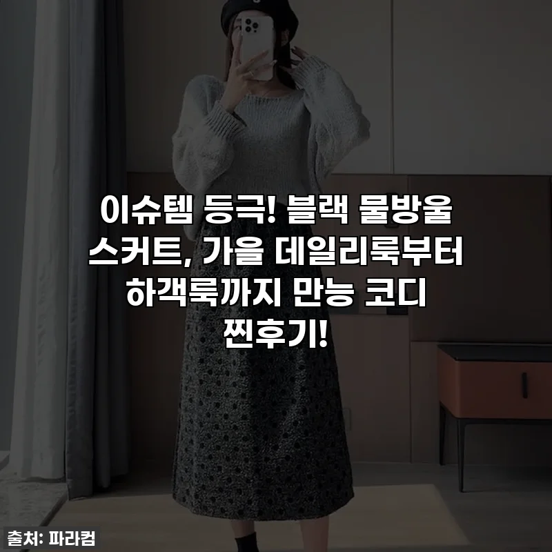 이슈템 등극! 블랙 물방울 스커트, 가을 데일리룩부터 하객룩까지 만능 코디 찐후기!