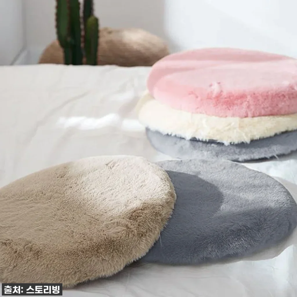 원형 푹신 털방석 극세사 의자 쿠션