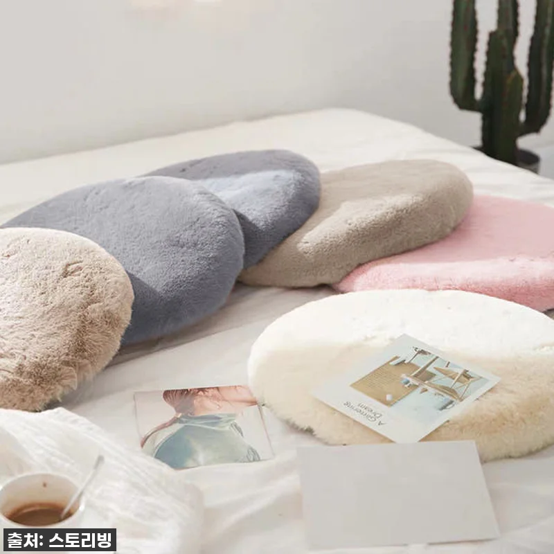 원형 푹신 털방석 극세사 의자 쿠션 관련 이미지 2