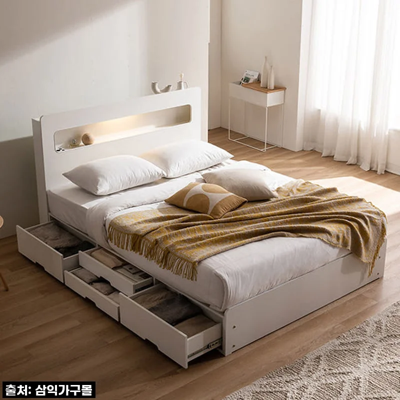 찐후기! 삼익가구 레이즈 LED 4단 수납 슈퍼싱글 침대프레임, 월 1만원대로 득템각!