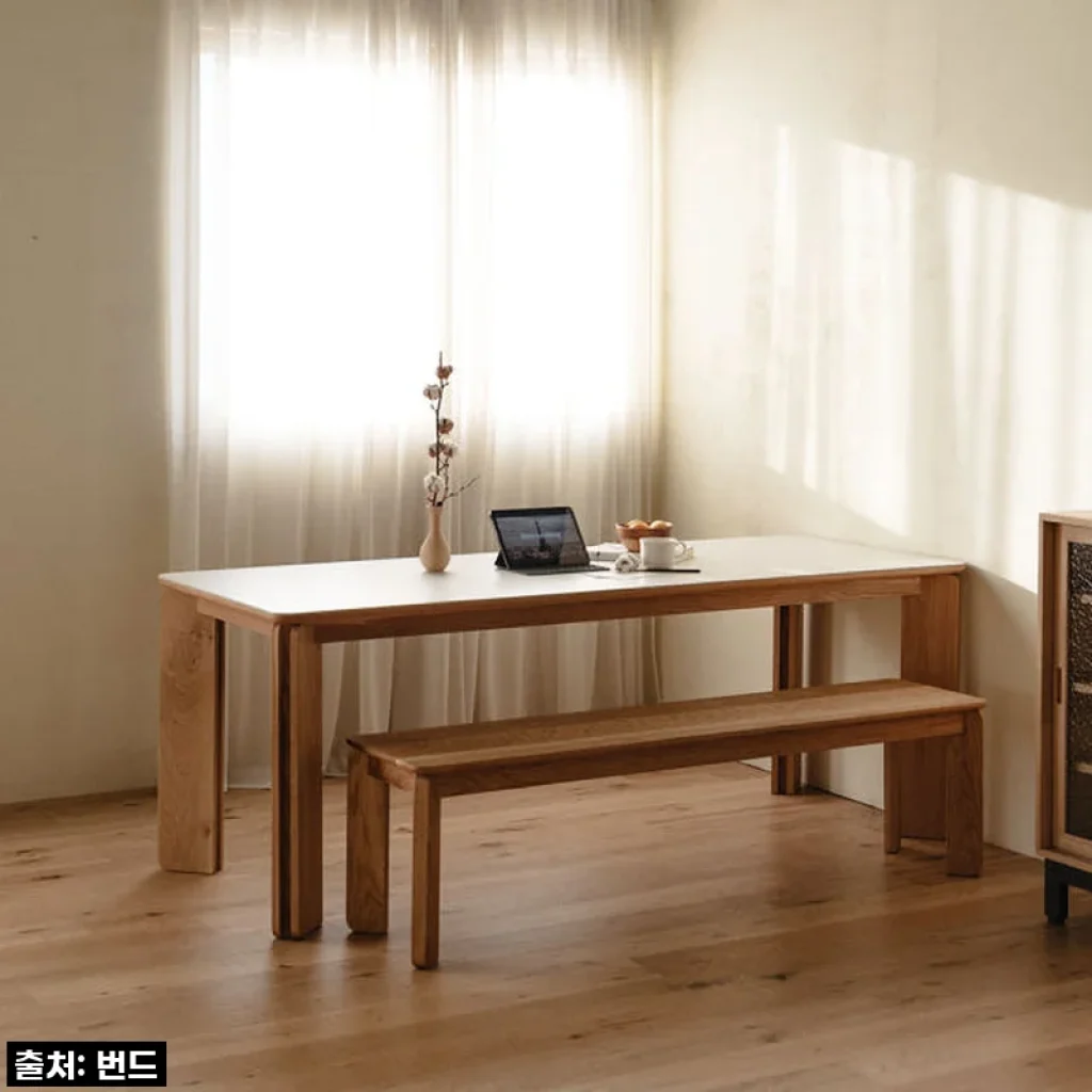 우리 집 주방의 품격을 더하다! 번드 리브 포세린 세라믹 원목 테이블 오크 1600, 놓치면 후회할 역대급 할인가!