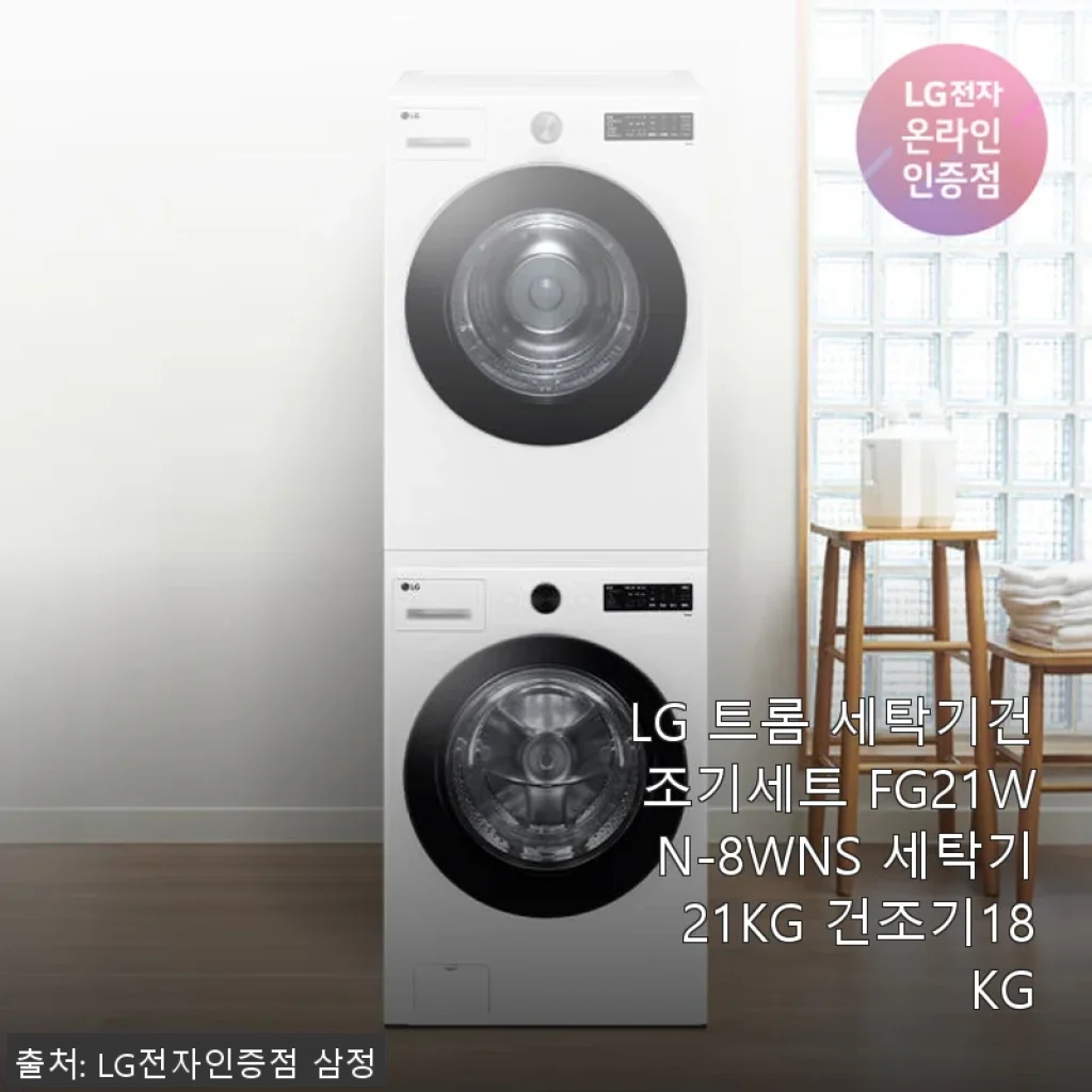 LG 트롬 세탁기건조기세트 FG21WN-8WNS 사용후기: 세탁과 건조의 새로운 경험