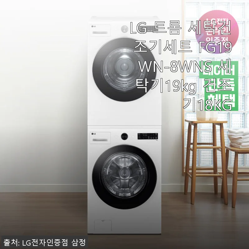 LG 트롬 세탁건조기세트 FG19WN-8WNS 사용후기: 넉넉한 용량과 스마트한 기능에 감탄하다