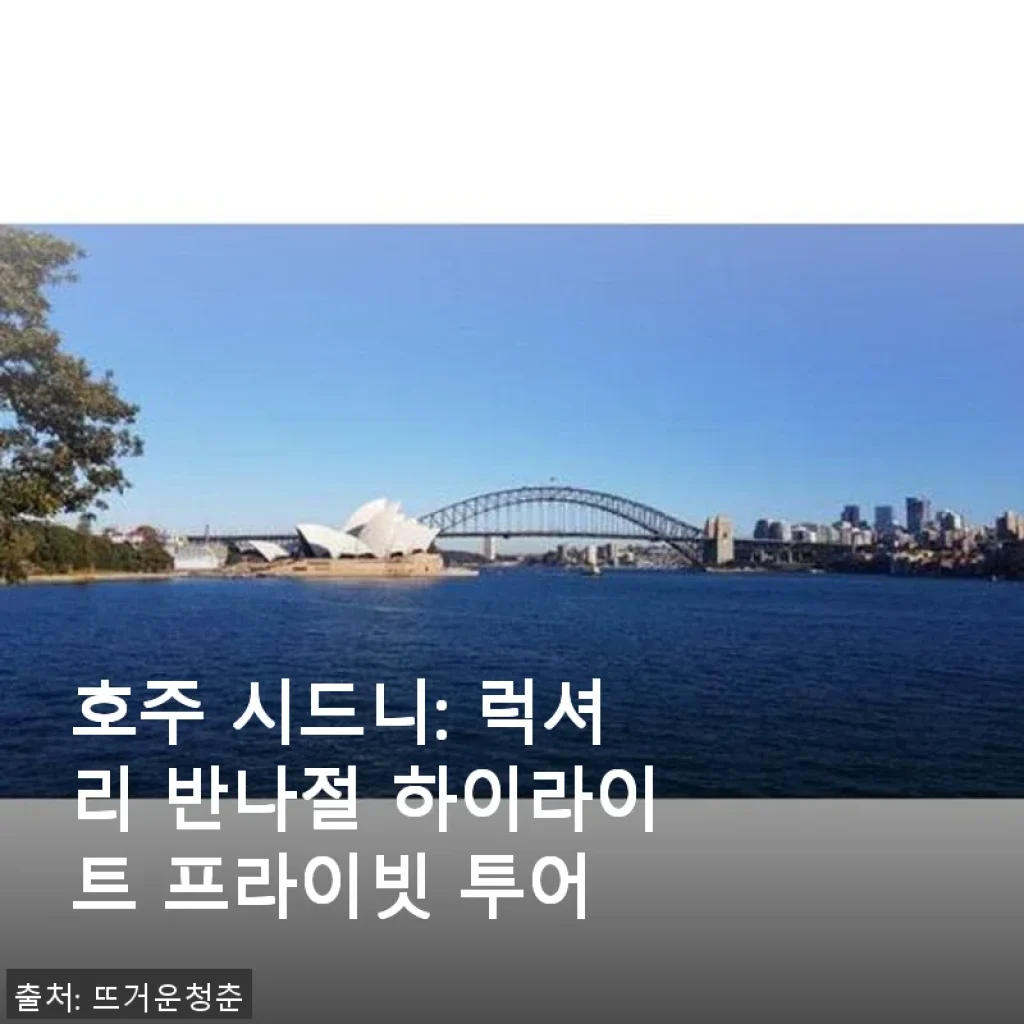 호주 시드니 럭셔리 반나절 하이라이트 프라이빗 투어 사용후기 및 제품소개