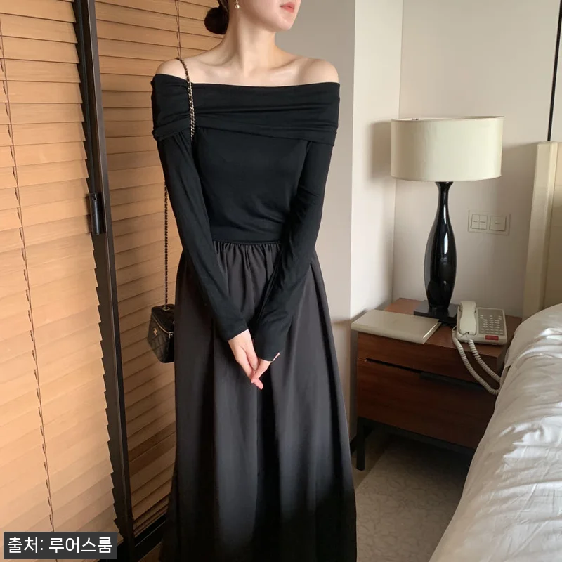 루비드 오프숄더 시크 허리밴딩 맥시 관련 이미지 1