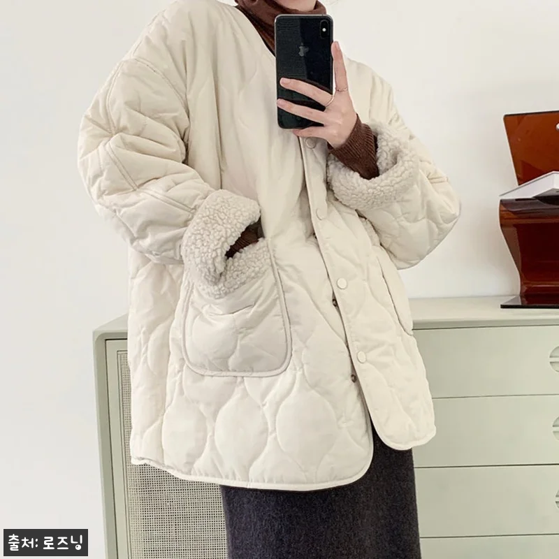 여성 겨울 노카라 오버핏 빅사이즈 깔 관련 이미지 1