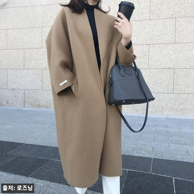 가오리핏 여성 루즈핏 모직 검정 코트 관련 이미지 1