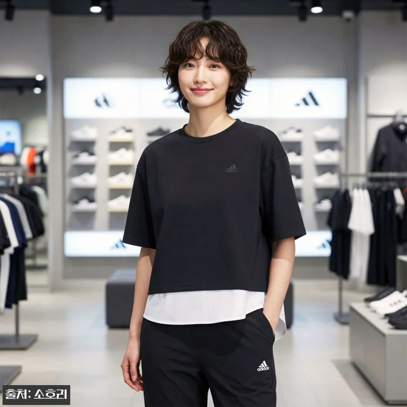 아디다스 여성 레이어드 삼선 루즈핏 관련 이미지 1