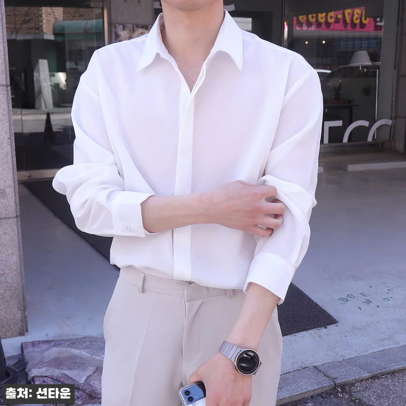 1+1 남자 셔츠 구김없는 오버핏 남 관련 이미지 1