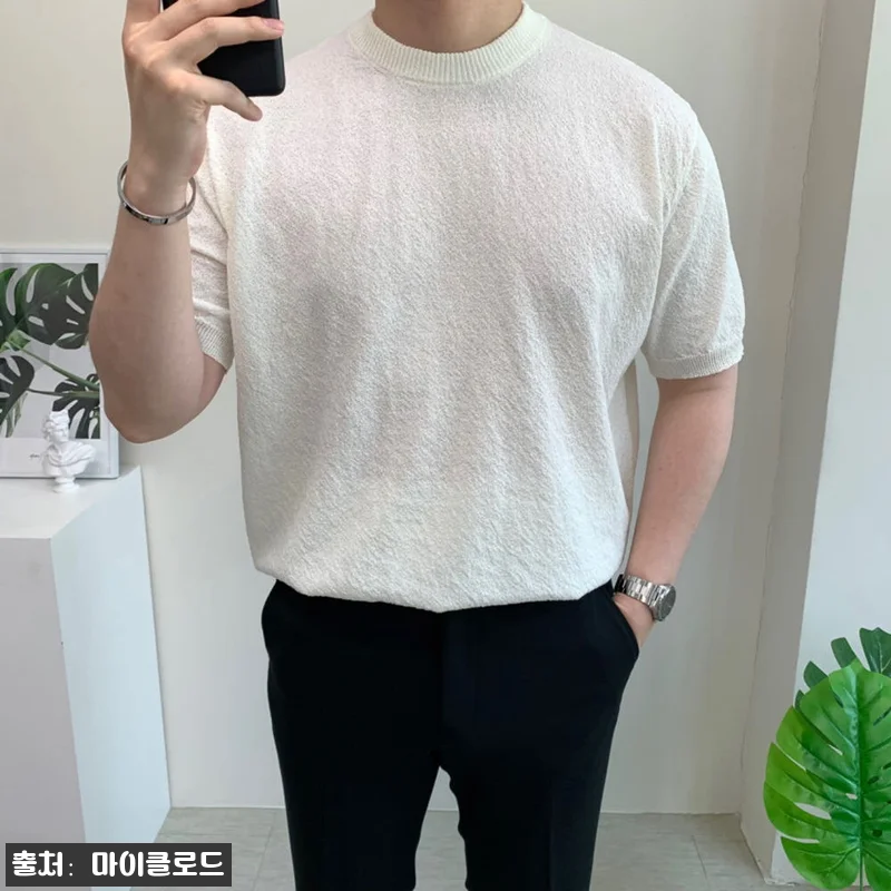 남자 세미오버핏 반팔니트 부클 냉감 여름티, 2만원대 무료배송으로 확인한 여름 코디템 9 남자 세미오버핏 반팔니트 부클 냉감 관련 이미지 1