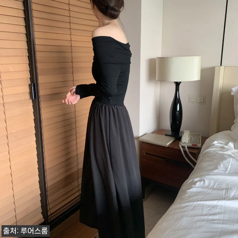 루비드 오프숄더 시크 허리밴딩 맥시 관련 이미지 2