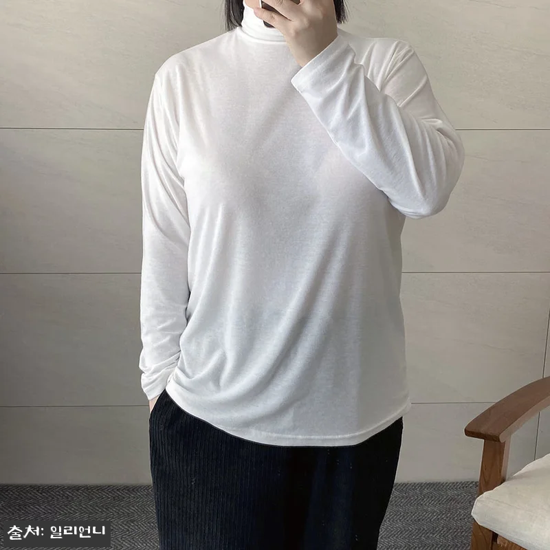기모폴라티 얇은목티 레이어드티 빅사이 관련 이미지 2