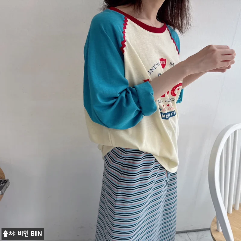 빈티지 레터링 링거 배색 나그랑 프린 관련 이미지 2