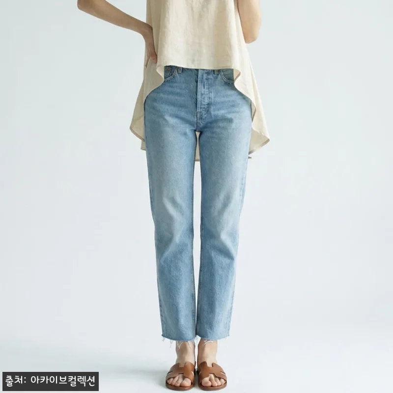 토템 여성 연청 오가닉 코튼 데님팬츠 관련 이미지 2