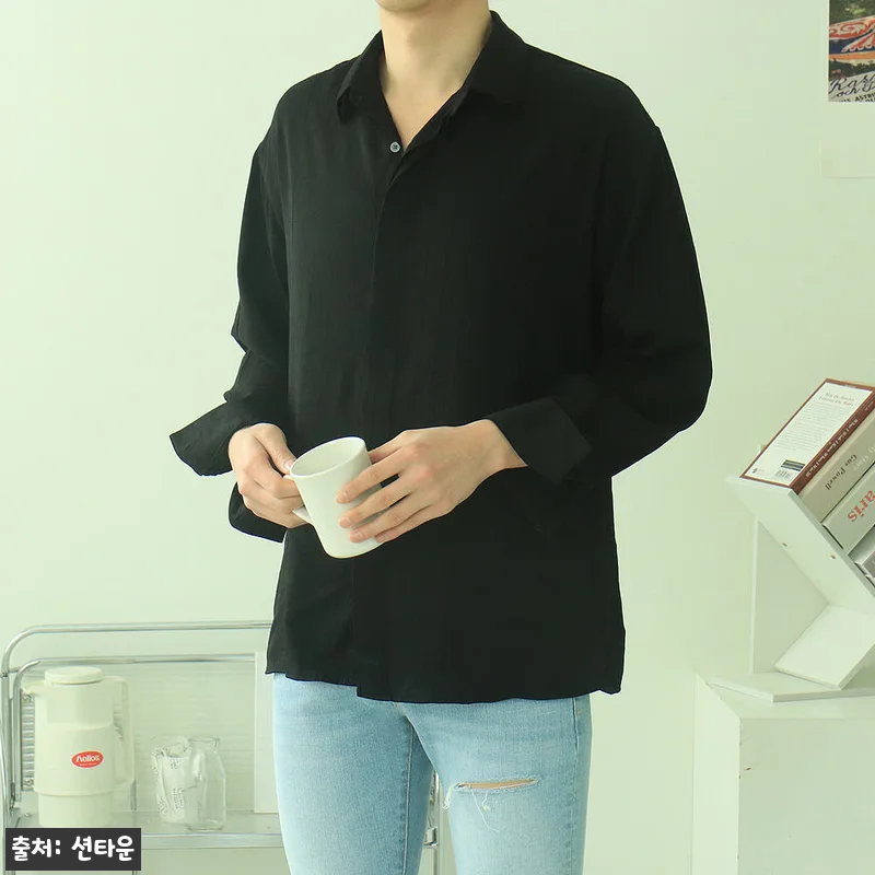 남자셔츠 오버핏 실크 남성남방 남자린 관련 이미지 2