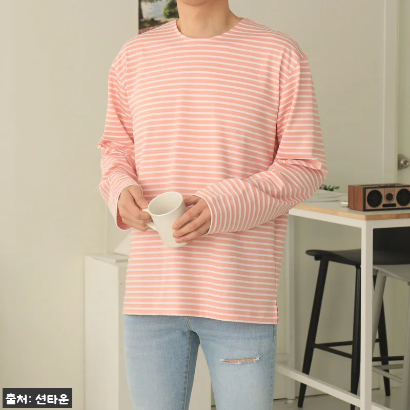 남자긴팔티 단가라 스트라이프 보트넥 관련 이미지 2