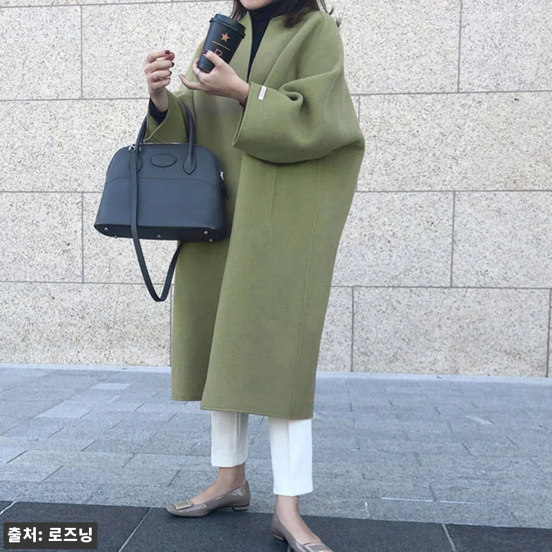 가오리핏 여성 루즈핏 모직 검정 코트 관련 이미지 3