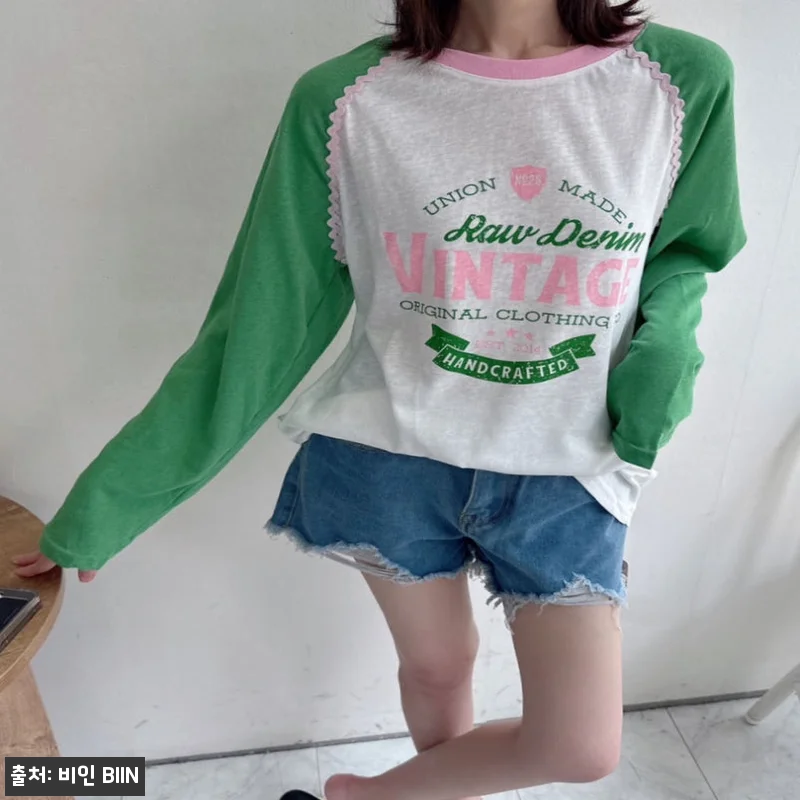 빈티지 레터링 링거 배색 나그랑 프린 관련 이미지 3