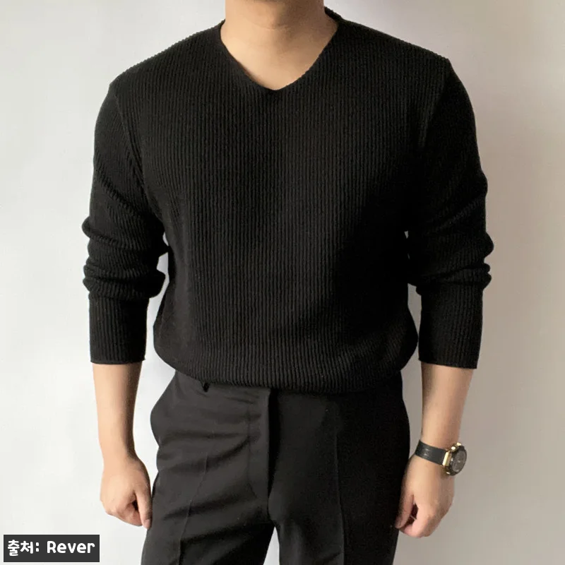 남자 머슬핏 V넥 골지 워셔블 봄 가 관련 이미지 3