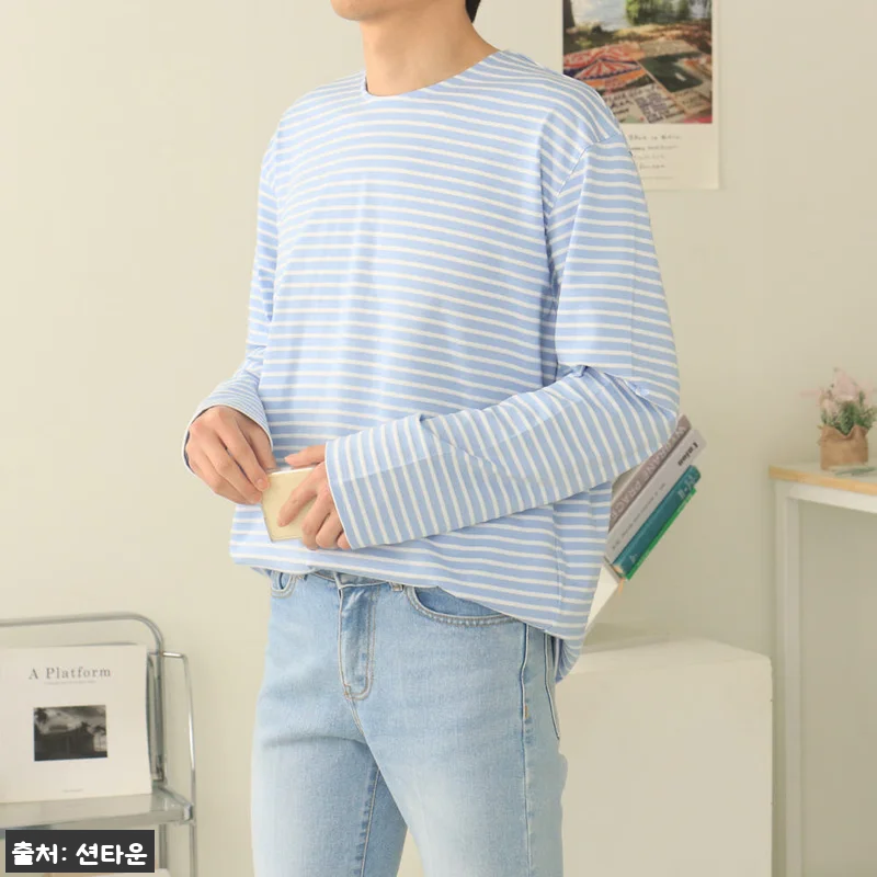 남자긴팔티 단가라 스트라이프 보트넥 관련 이미지 3