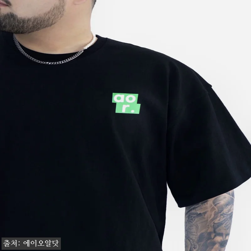 aor. 그린 로고 반팔티 블랙 빅사 관련 이미지 3