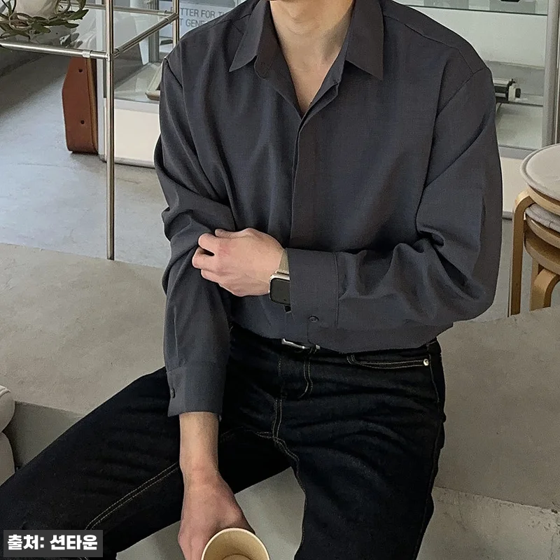 1+1 남자 셔츠 구김없는 오버핏 남 관련 이미지 3