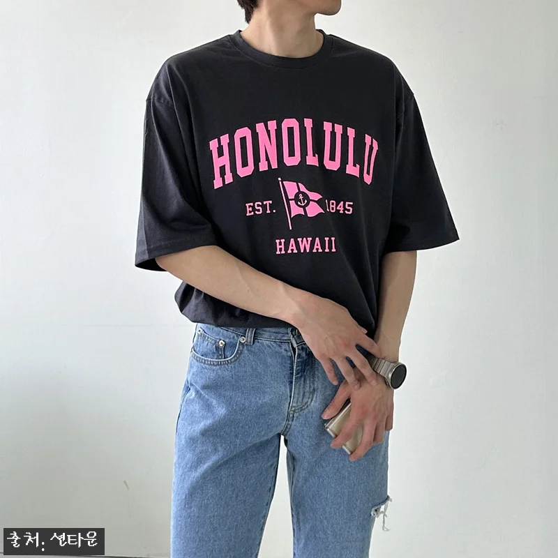 남자오버핏반팔티 여름 레터링 7부 커 관련 이미지 3