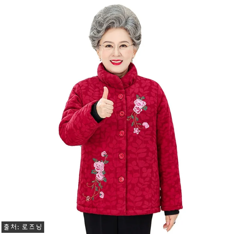 할머니 꽃자수 솜 면 패딩 기모 안감 관련 이미지 4