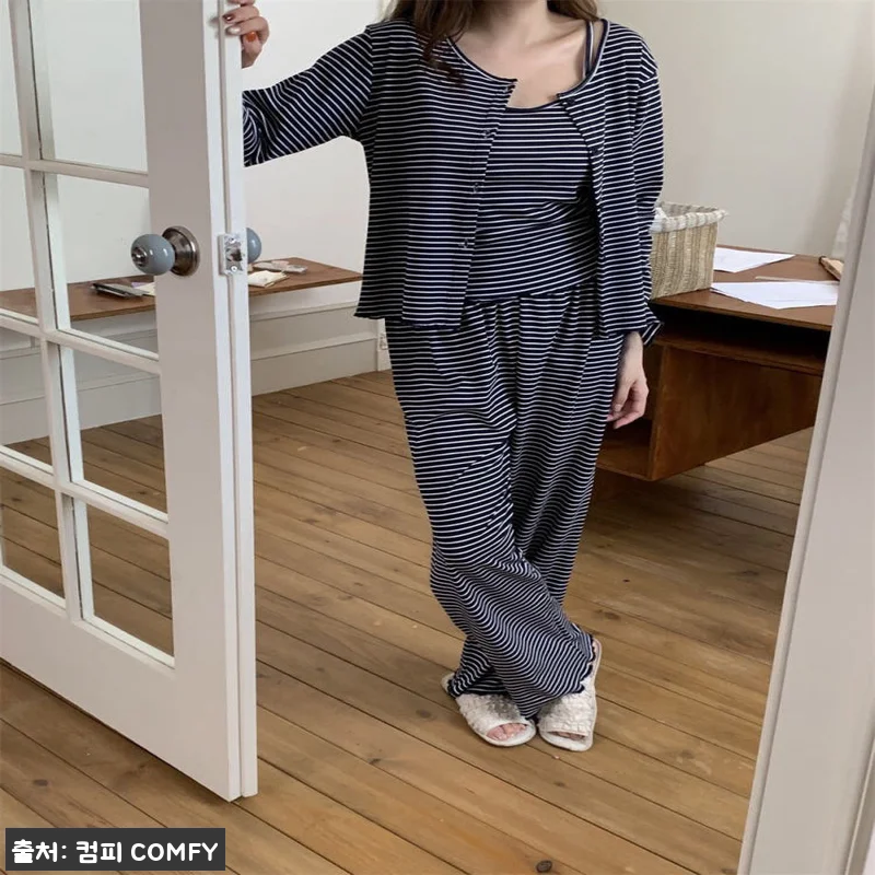 캡내장잠옷 루이 스트라이프 3피스 파자마, 23% 할인에 무료배송이라 눈여겨본 홈웨어 13 캡내장잠옷 루이 스트라이프 3피스 파 관련 이미지 4