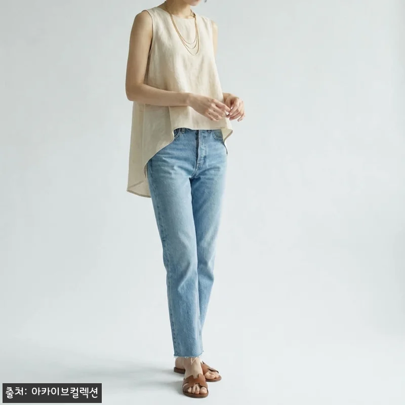 토템 여성 연청 오가닉 코튼 데님팬츠 관련 이미지 4