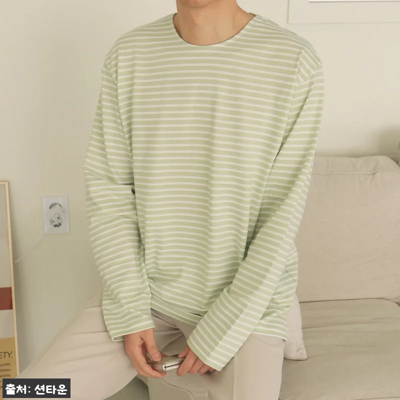 남자긴팔티 단가라 스트라이프 보트넥 관련 이미지 4
