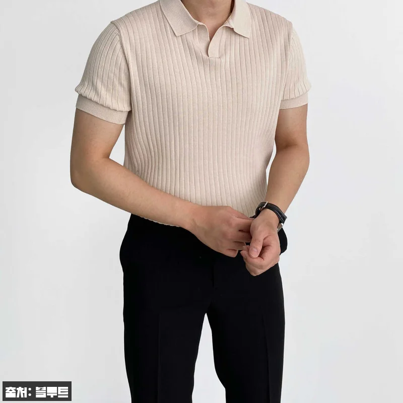 남자반팔니트 오픈카라니트 머슬핏니트, 관련 이미지 4