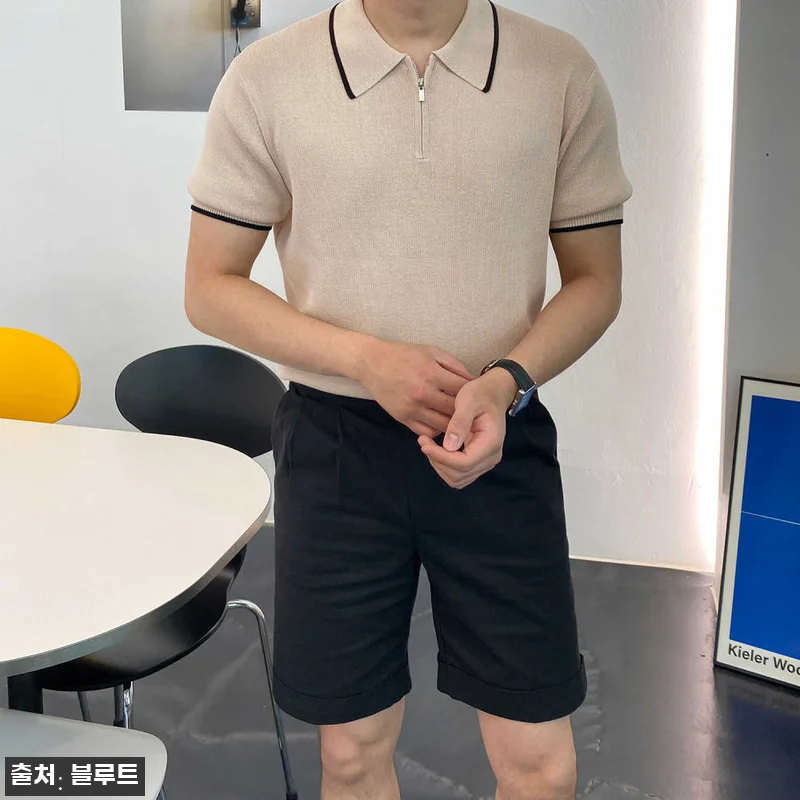 배색 워셔블 반집업니트 머슬핏니트 남 관련 이미지 4