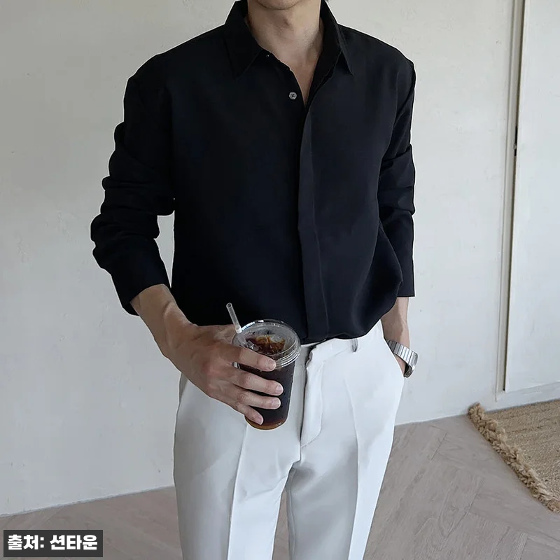 1+1 남자 셔츠 구김없는 오버핏 남 관련 이미지 4