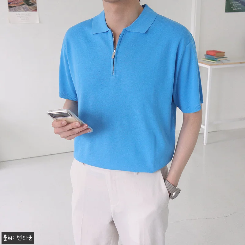 남자반팔티 머슬핏 집업 카라 반팔니트, 여름 데일리룩으로 눈여겨볼 15컬러 이슈템 10 남자반팔티 머슬핏 집업 카라 반팔니트 관련 이미지 4